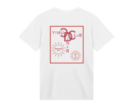 cunty club diner red signage tee- white