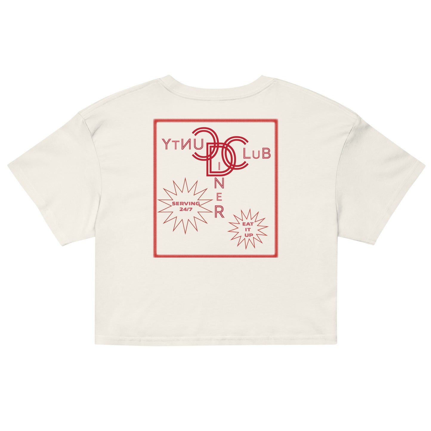 cunty club diner red signage crop tee- off-white