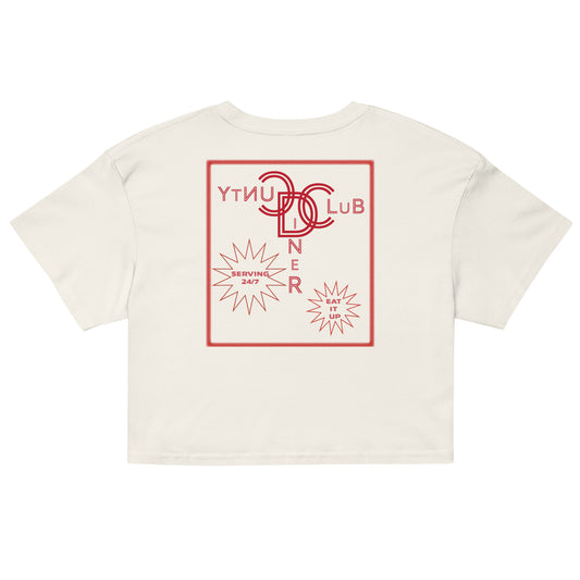 cunty club diner red signage crop tee- off-white